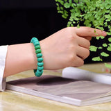 Green Stone Wheel Beads Bracelet Evil Spirits Lucky for Women Men