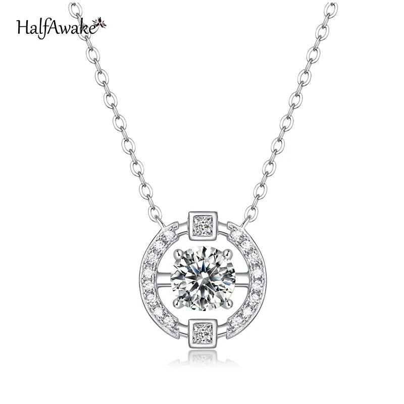 Moissanite Sterling Silver Necklace Women Wedding Pendant Mother's Gift
