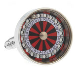 Wheel of Fortune Roulette Cufflinks in Brass, Red Color