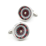 Wheel of Fortune Roulette Cufflinks in Brass, Red Color