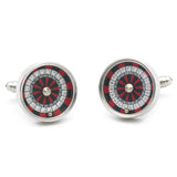 Wheel of Fortune Roulette Cufflinks in Brass, Red Color