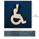 Handicap Sign Pendant Necklace Hip Hop Chain CZ Rapper Jewelry