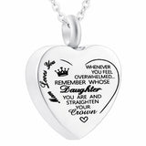 Daughter You Are Cremation Heart Pendant Urn Necklace for Mom