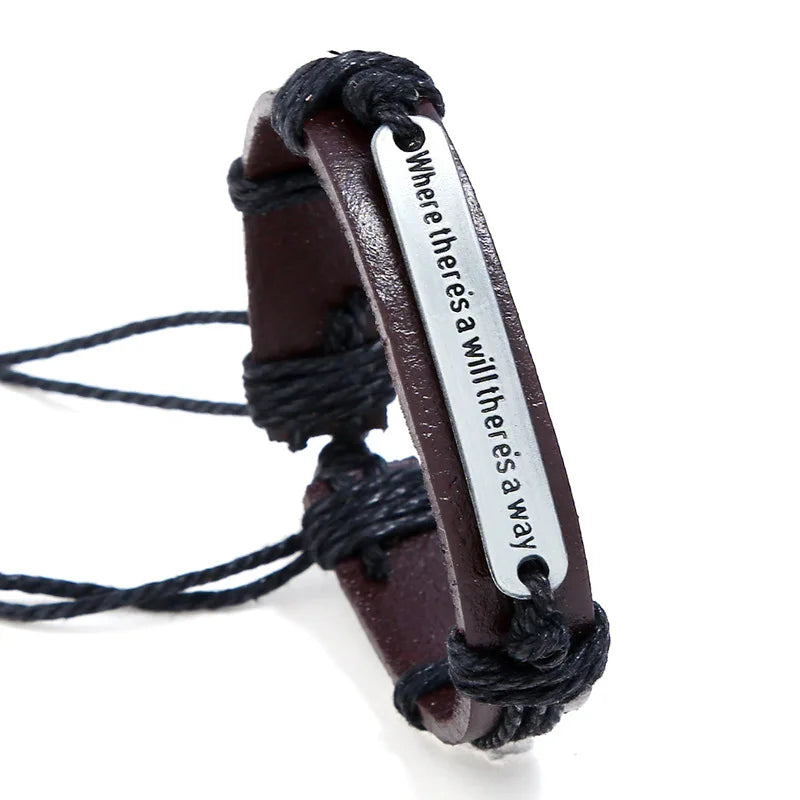 Zinc Alloy Good Blessing Bracelets For Women Men Leather Bangles