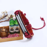 Zinc Alloy Good Blessing Bracelets For Women Men Leather Bangles