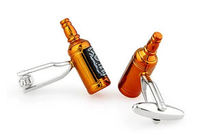 Whisky Cuff Links For Men Red Wine Bottle Brass Cufflinks