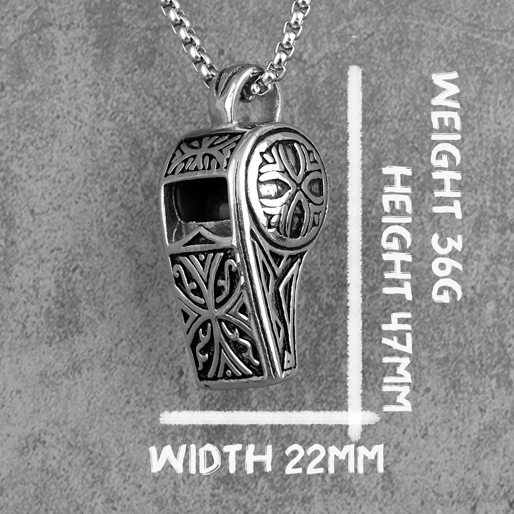 Vintage Whistle Necklace for Men Punk Style Stainless Steel Chain Jewelry Gift
