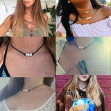 3 Beads Freshwater Pearl Choker Necklace on Leather Cord for Women