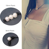 3 Beads Freshwater Pearl Choker Necklace on Leather Cord for Women