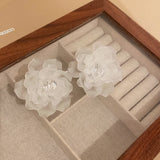 Acrylic Flower Crystal Stud Earring 925 Silver Needle Piercing Women Jewelry