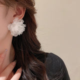 Acrylic Flower Crystal Stud Earring 925 Silver Needle Piercing Women Jewelry