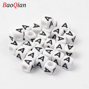 Acrylic Square A-Z Letter Beads DIY Bracelets Necklace Loose Beads 6/10mm