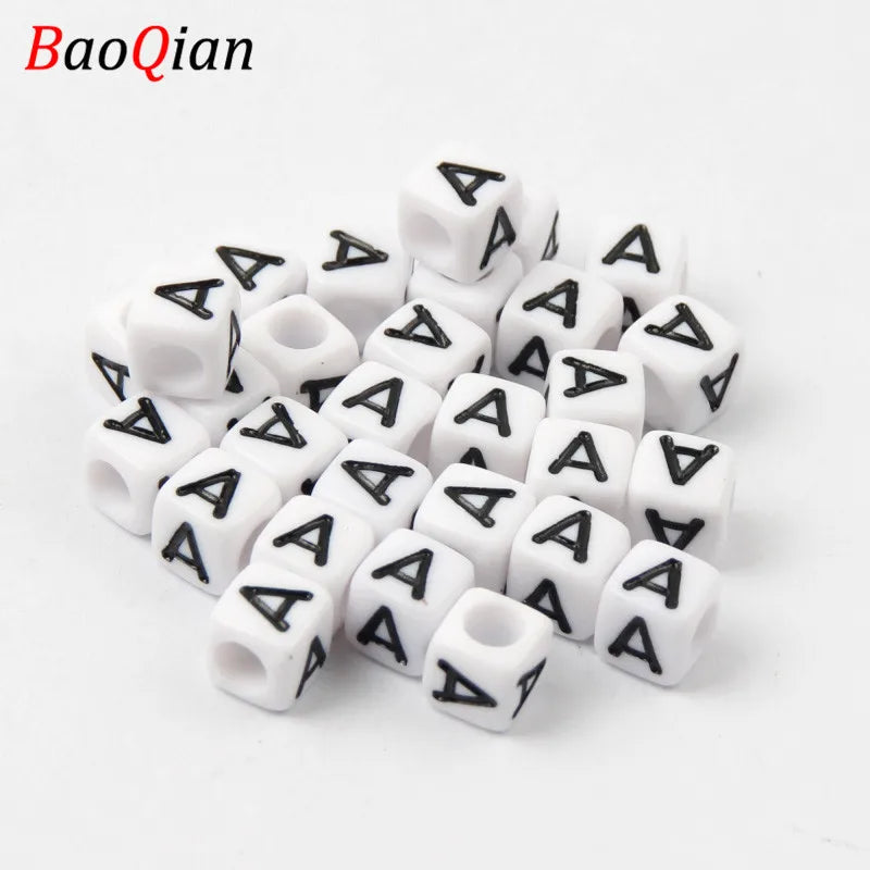 Acrylic Square A-Z Letter Beads DIY Bracelets Necklace Loose Beads 6/10mm