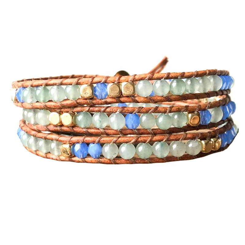 3-Layer Aventurine Quartz Beaded Wrap Bracelet for Women