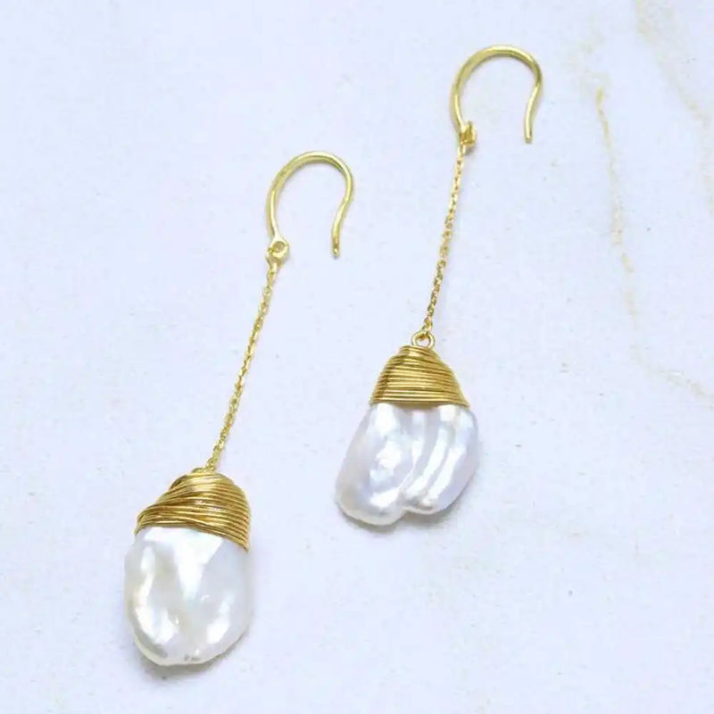 Baroque Freshwater Pearl Coin Pearl Earrings CARNIVAL Mother's Jewelry Holiday