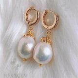 Baroque Pearl Earring 18k Zircon Ear Stud Gift