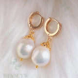 Baroque Pearl Earring 18k Zircon Ear Stud Gift