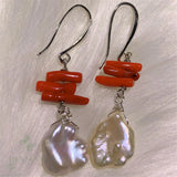 Baroque Pearl Earring Silver Drop Dangle Mesmerizing Jewelry