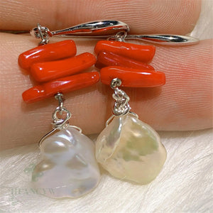Baroque Pearl Earring Silver Drop Dangle Mesmerizing Jewelry