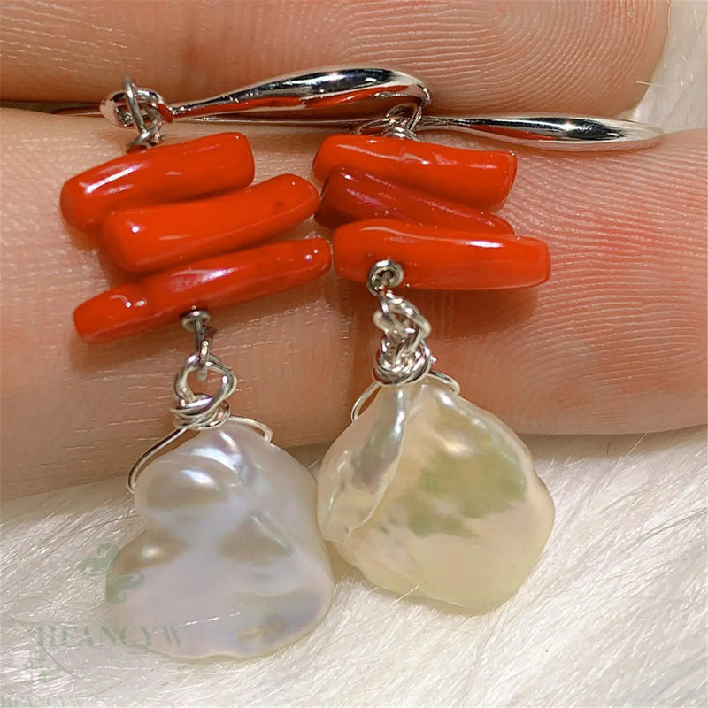 Baroque Pearl Earring Silver Drop Dangle Mesmerizing Jewelry