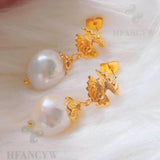 Baroque Pearl Earring 18k Ear Stud Flawless Aurora Gift