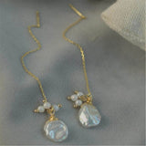Baroque Pearl Long Earrings 18k Ear Stud Women Wedding Gift