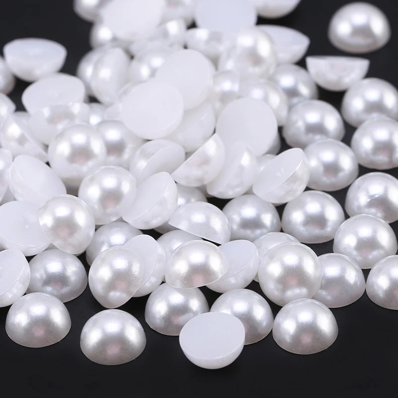 White/Beige AB Half Pearls ABS Flatback Pearls Clothing/Hair Clip DIY