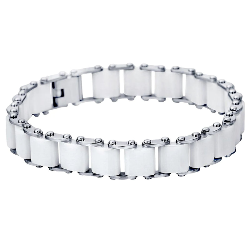 Ceramic Bracelet Stainless Steel Chain Link Style Men Women Jewelry