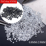 White&Black VVS1 Small Moissanite Stones D Round Cut 1CT 0.8-2.9mm