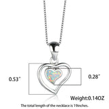 Fire Opal Heart Pendant Necklace 925 Silver Birthstone Gift