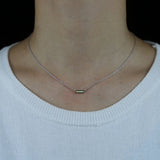 Fire Opal Stone Bar Charm Necklace Silver 925 Sterling Silver Chains Necklace