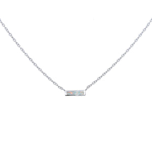Fire Opal Stone Bar Charm Necklace Silver 925 Sterling Silver Chains Necklace
