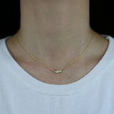 Fire Opal Stone Bar Charm Necklace Silver 925 Sterling Silver Chains Necklace