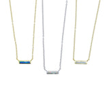 Fire Opal Stone Bar Charm Necklace Silver 925 Sterling Silver Chains Necklace