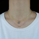 Fire Opal Stone Bar Charm Necklace Silver 925 Sterling Silver Chains Necklace