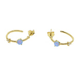 White/Blue Fire Opal Earrings 925 Silver Circle cz Earrings