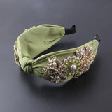 Pearl Crystals Rhinestone Hairband Wide Headband For Women