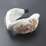 Pearl Crystals Rhinestone Hairband Wide Headband For Women