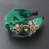 Pearl Crystals Rhinestone Hairband Wide Headband For Women