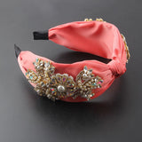 Pearl Crystals Rhinestone Hairband Wide Headband For Women