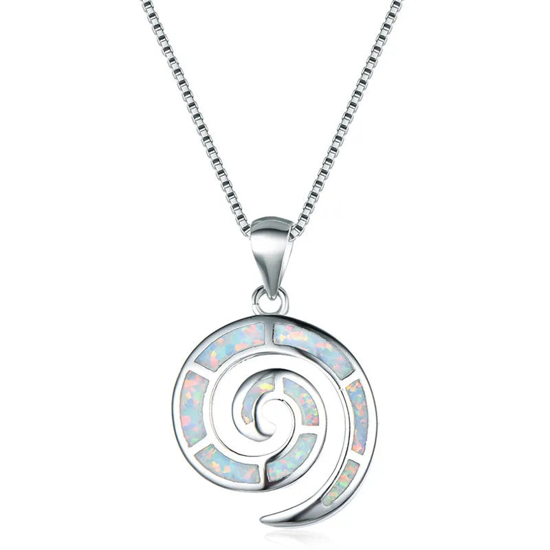 Spiral Shell Pendant Necklace 925 Sterling Silver Geometric Necklace Wedding
