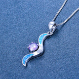 Opal Angel Wings Pendant Necklace 925 Sterling Silver