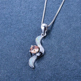 Opal Angel Wings Pendant Necklace 925 Sterling Silver