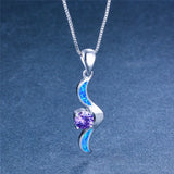 Opal Angel Wings Pendant Necklace 925 Sterling Silver