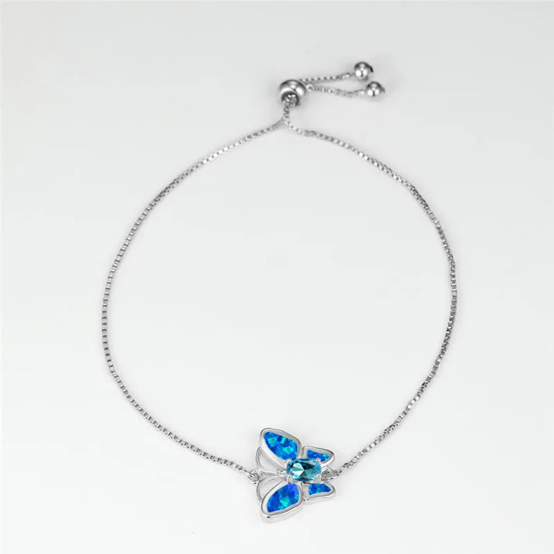 Opal Animal Bracelet Yellow Crystal Oval Stone Butterfly Bracelet