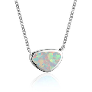 Opal Small Triangle Pendant Necklaces For Women Geometric Jewelry