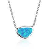 Opal Small Triangle Pendant Necklaces For Women Geometric Jewelry