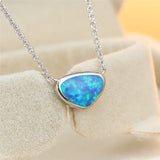 Opal Small Triangle Pendant Necklaces For Women Geometric Jewelry