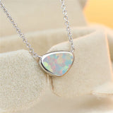 Opal Small Triangle Pendant Necklaces For Women Geometric Jewelry