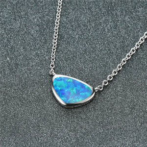 Opal Small Triangle Pendant Necklaces For Women Geometric Jewelry